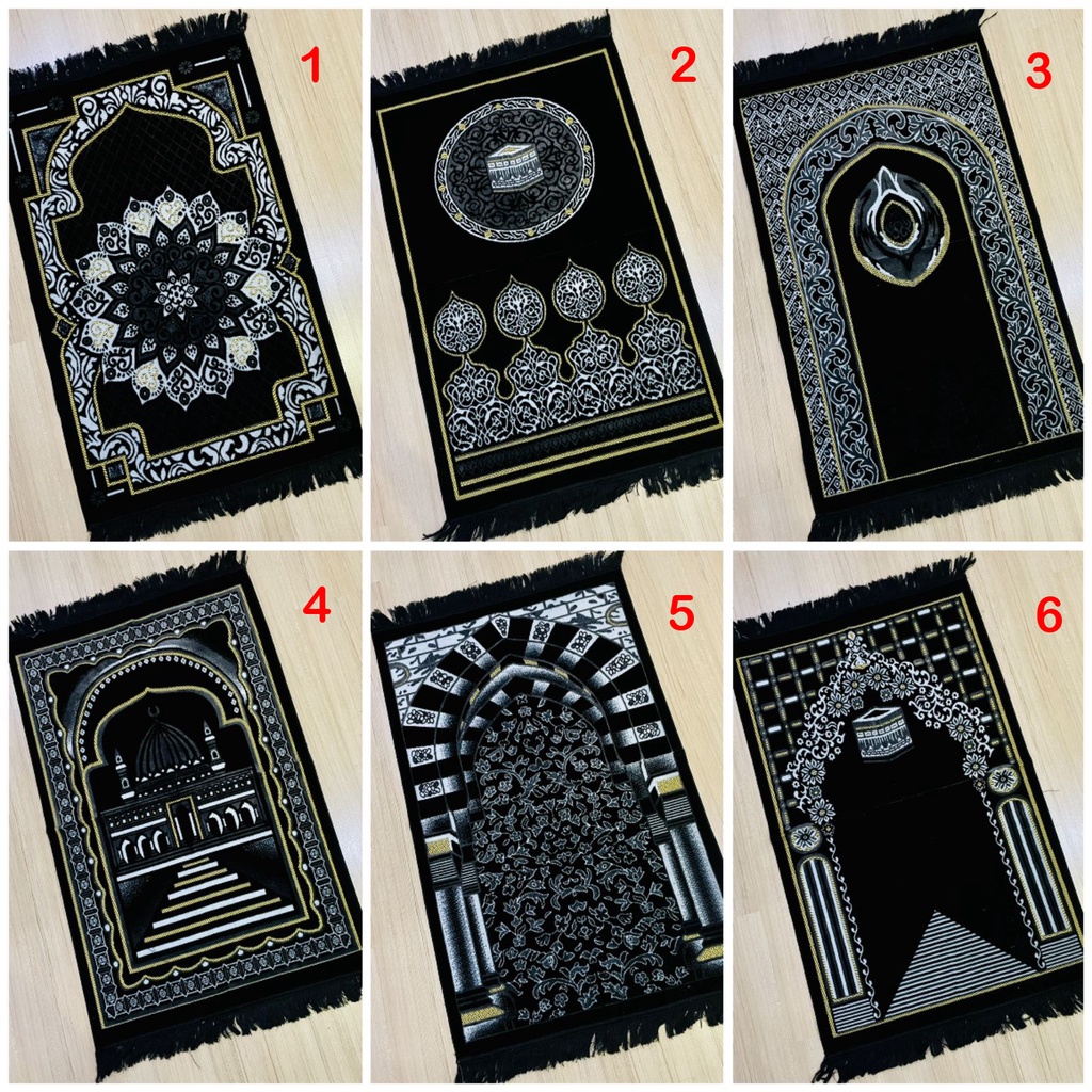 Paket Souvenir Sajadah Mini + Tasbih Sajadah Kepala Black Edition