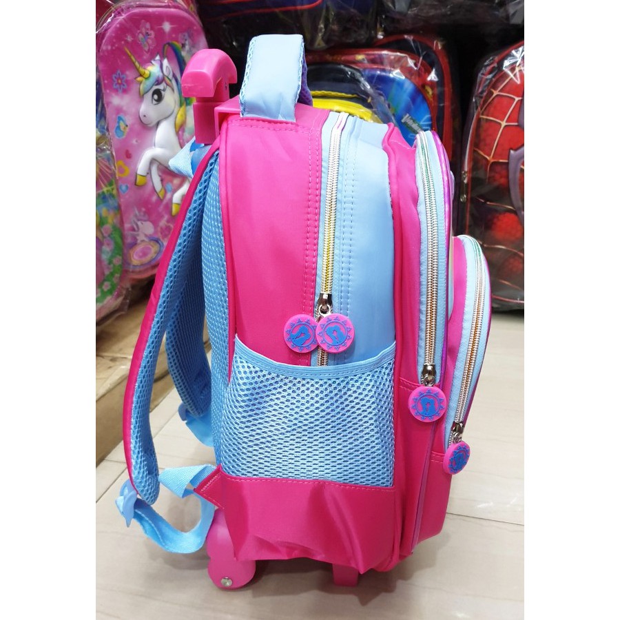 PROMO TERBAIK Tas Roda Dorong Trolley Anak TK Perempuan Motif Kuda Pony LOVE EMBOS Timbul 3Res IMPOR