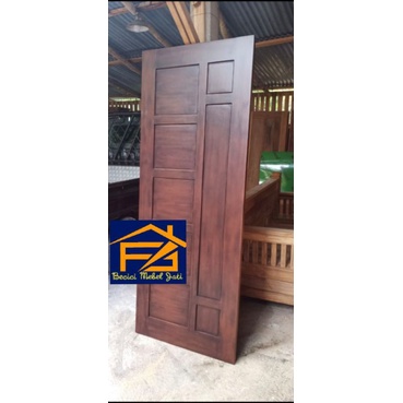 Daun pintu kayu jati finishing plitur 210x90