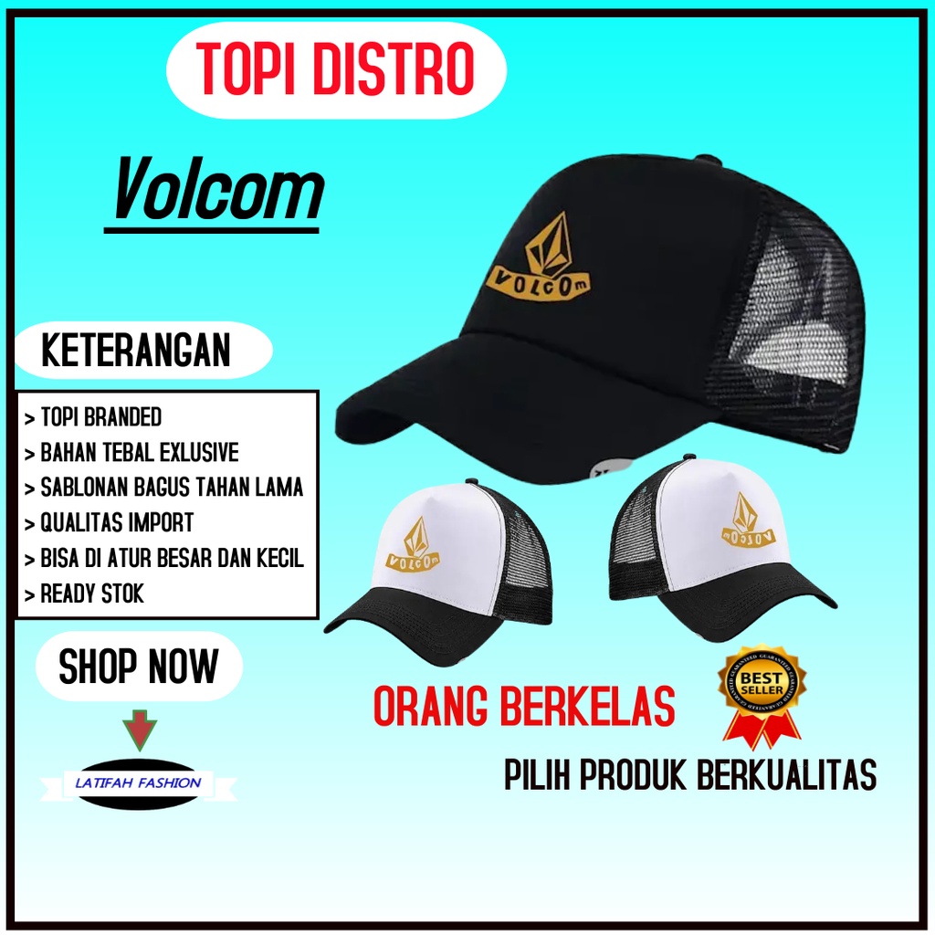 Topi Cowok Distro Bisbol Volcom Fashion Atasan Peria Pria / Wanita Dewasa Keren Snapback Trucker Bas