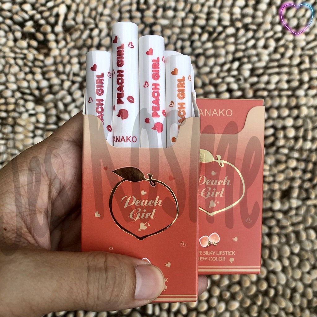 Tanako Lipstik Peach Girl Smoke Cigar 1 Set Isi 4 Pcs / Grosir Kosmetik