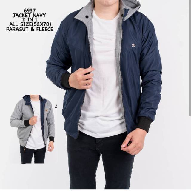  PROMO JAKET  PRIA PARASUT  2 IN 1 BISA DIPAKAI BOLAK  BALIK  