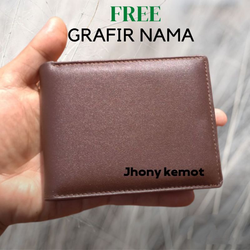 Dompet lipat pria kulit asli - gratis ukir nama