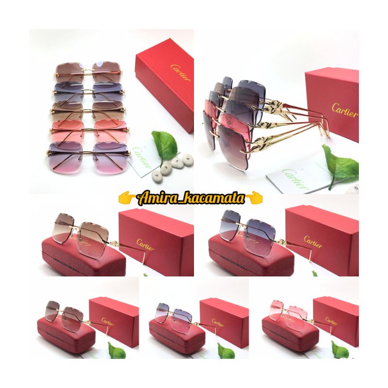 [BISA COD√]Kacamata Sunglasses Wanita Kacamata Fashion/Cartier/Lensa UV Super Premium