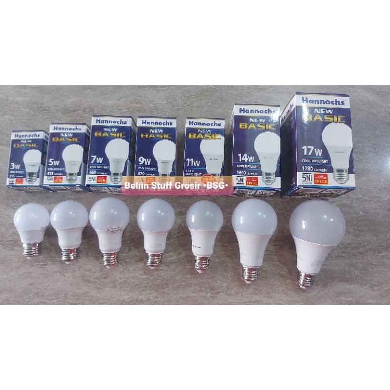 Lampu LED Hannochs NEW BASIC Hemat Energi 3, 5, 7, 9, 11, 14, 17 Watt - Cahaya Putih