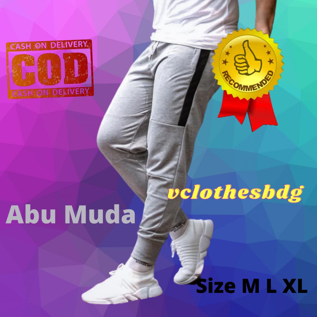 Celana Olahraga Panjang Pria HITAM Import Original Jogging Running Santai Voli Casual Cowok Cewek