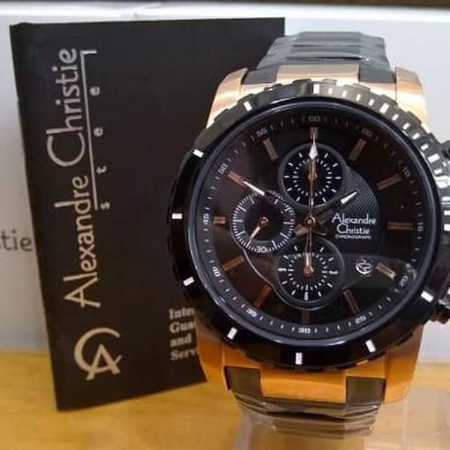 Jam Tangan Pria - Alexandre Christie AC 6141 Black Gold- Garansi Resmi