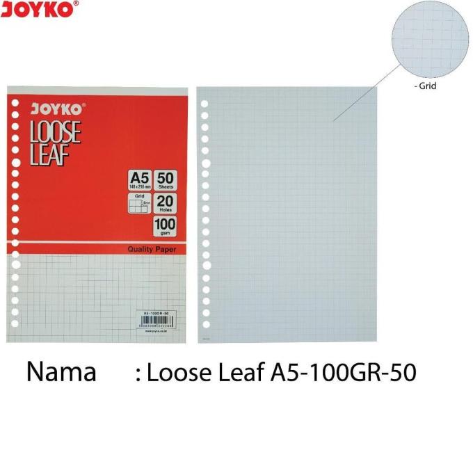 

monggo] Joyko Kertas Binder Loose Leaf Grid Kotak 5x5mm A5 100Gsm 50 Sheet