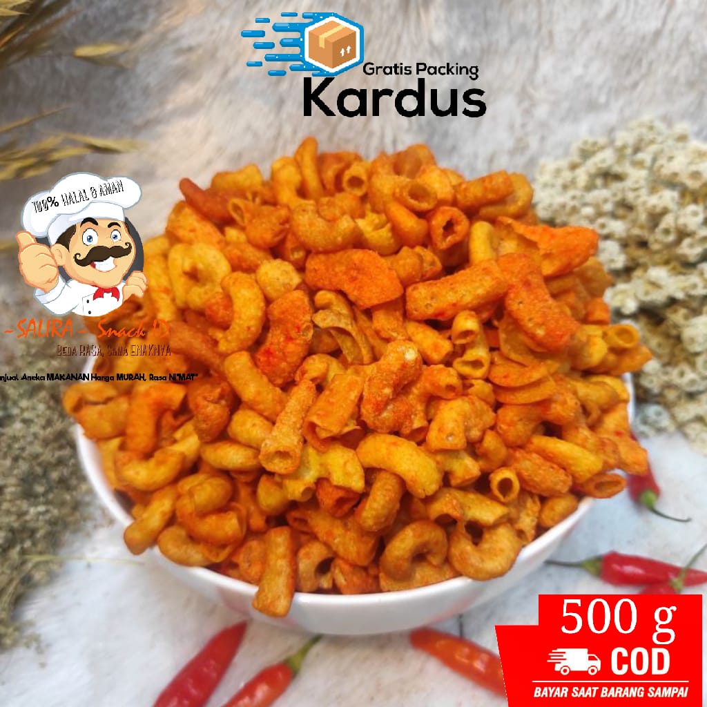 

[500g] MAKARONI BANTET SUPER PEDAS / RENYAH dgn TABURAN DAUN BAWANG | CEMILAN MURAH