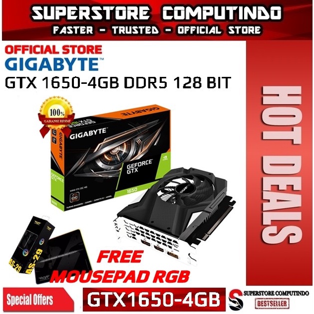 VGA Gigabyte GTX 1650 4GB DDR5 -Gigabyte GTX1650 4GB (GV-N1650IXOC-4G)