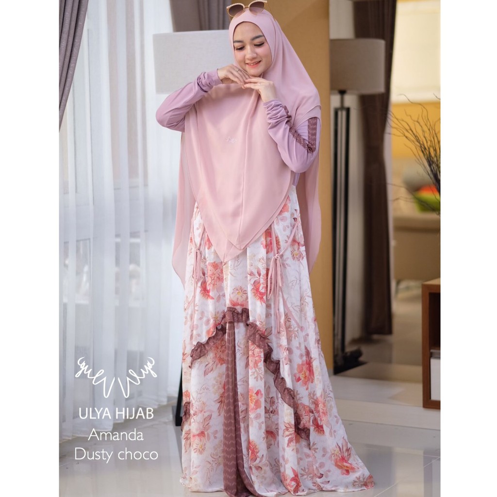 Ulya Hijab Gamis Syari Baju Muslim Amanda Dusty Choco