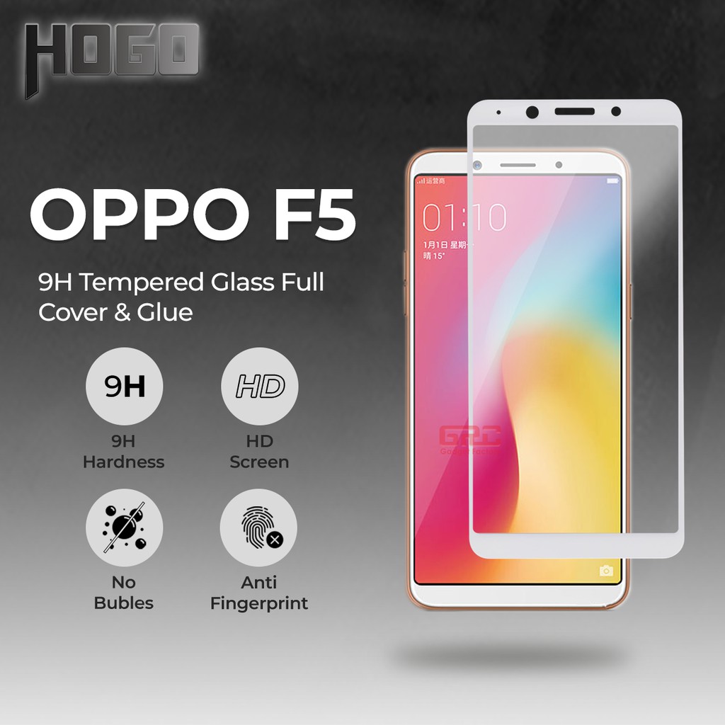 TG HOGO Full Glue OPPO F5 - Hitam