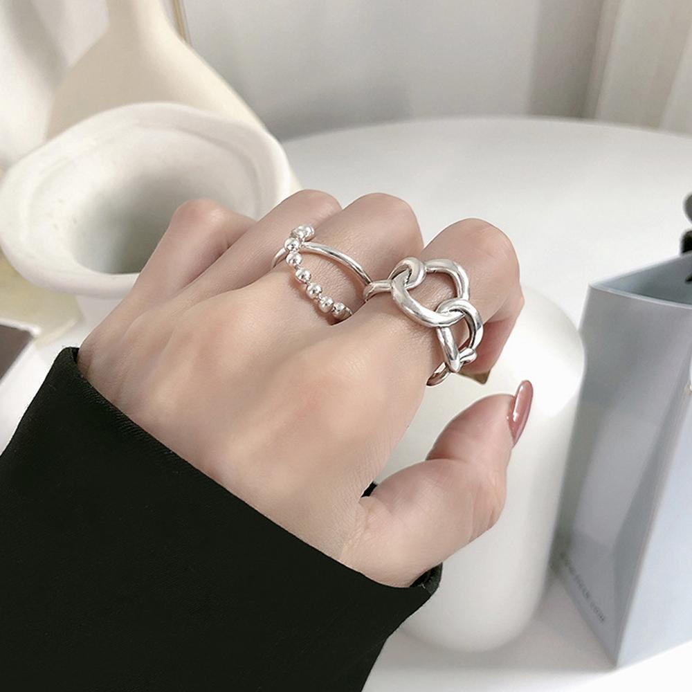 Cincin Rantai Agustina Trendi Aksesoris Pesta Wanita Multilayer Hadiah Gadis Terbuka Ring