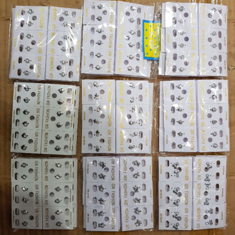 Anting Mata1 Rodium Tusuk 12pasang Kulakan Grosir
