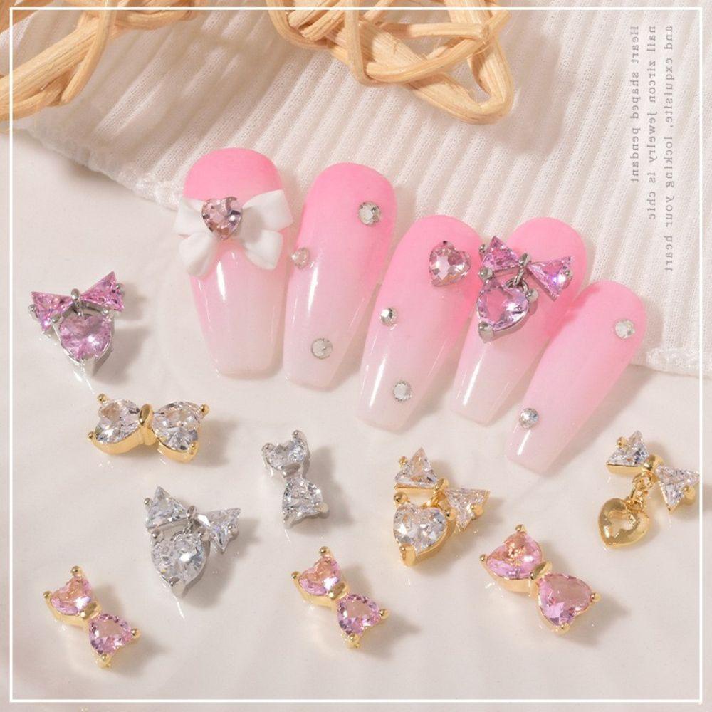 AUGUSTINA Agustina Wanita Pesona Kuku Ikatan Simpul Kuku Mengkilap Kecantikan Kuku Salon Manicure Aksesoris DIY Bahan Kuku Nail Rhinestones