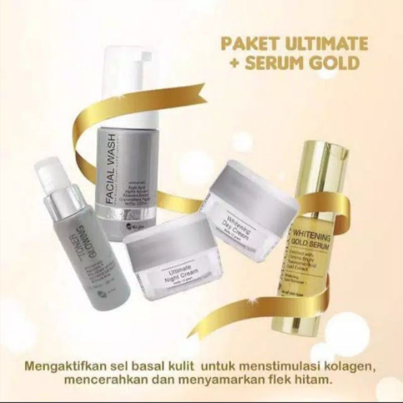 Ms Glow Paket Whitening Luminos Acne Ultimate Gold Serum Free Pouch Totebag Cream Acne Siang Malam