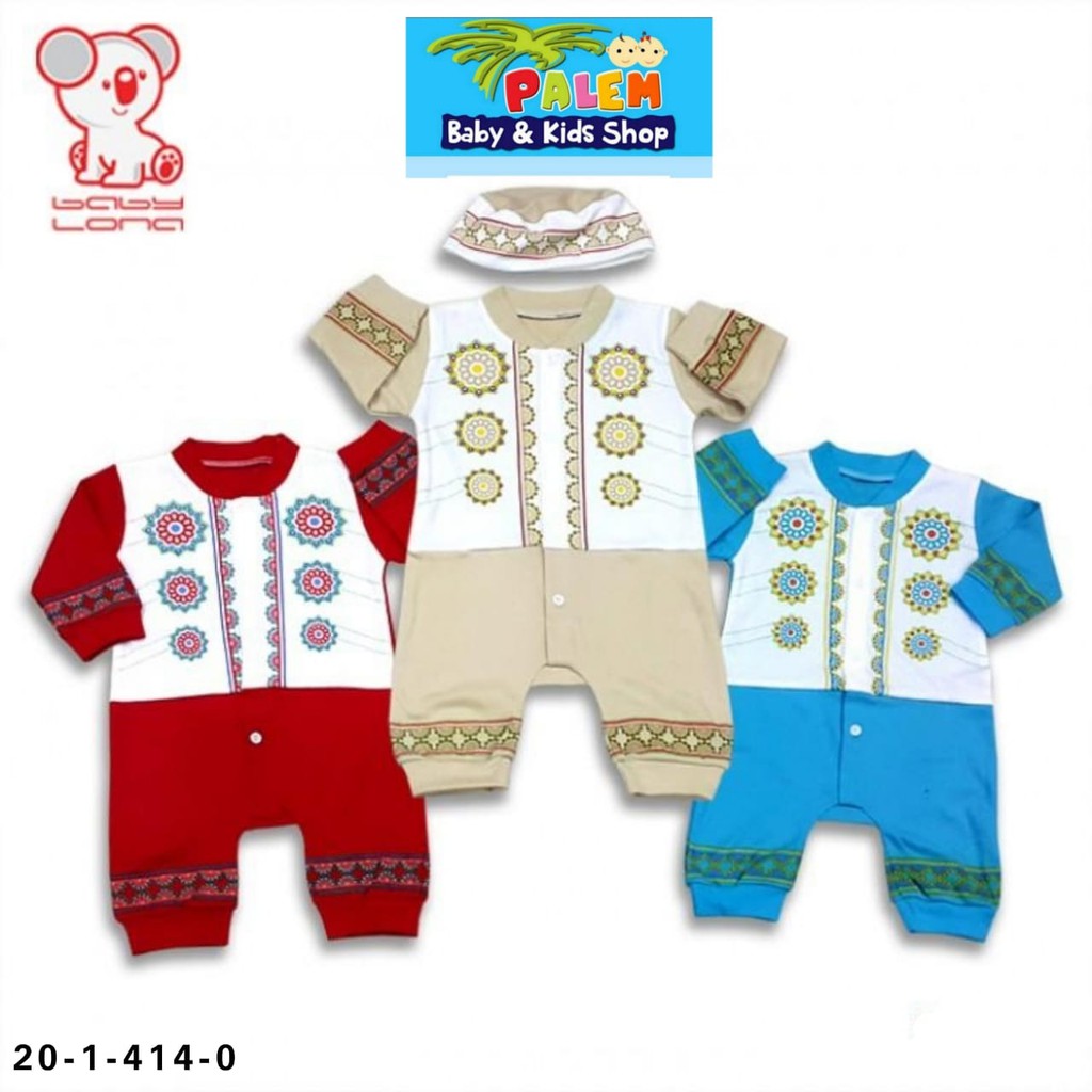 baby lona baju kodok koko muslim 3 -6 bulan dan size m , l