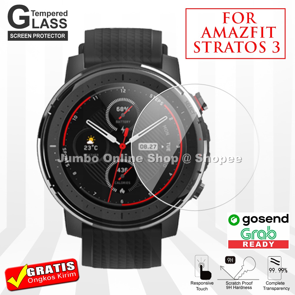 TEMPERED GLASS AMAZFIT STRATOS 3 ANTI GORES SCREEN GUARD KACA