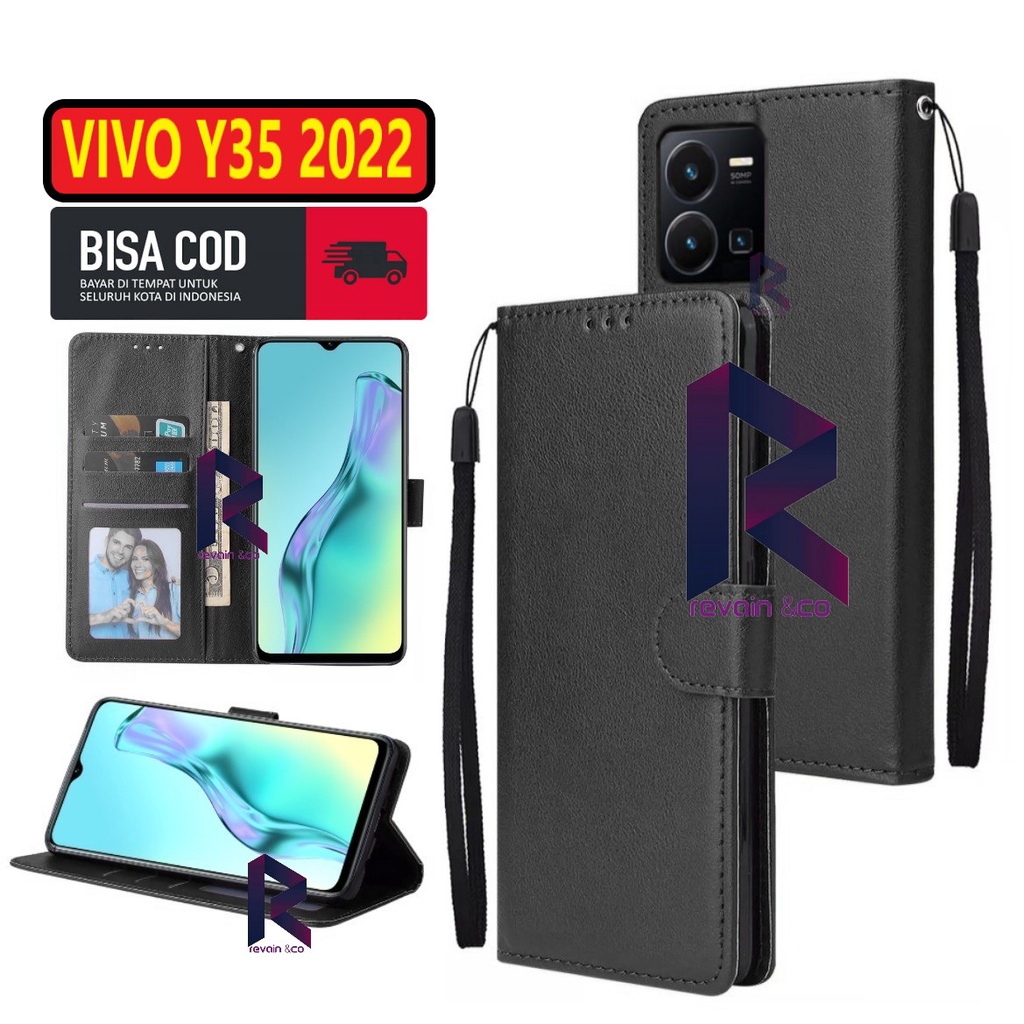 FLIP COVER VIVO Y35 2022 FLIP WALLET LEATHER KULIT PREMIUM SARUNG BUKA TUTUP FLIP CASE VIVO Y35 2022