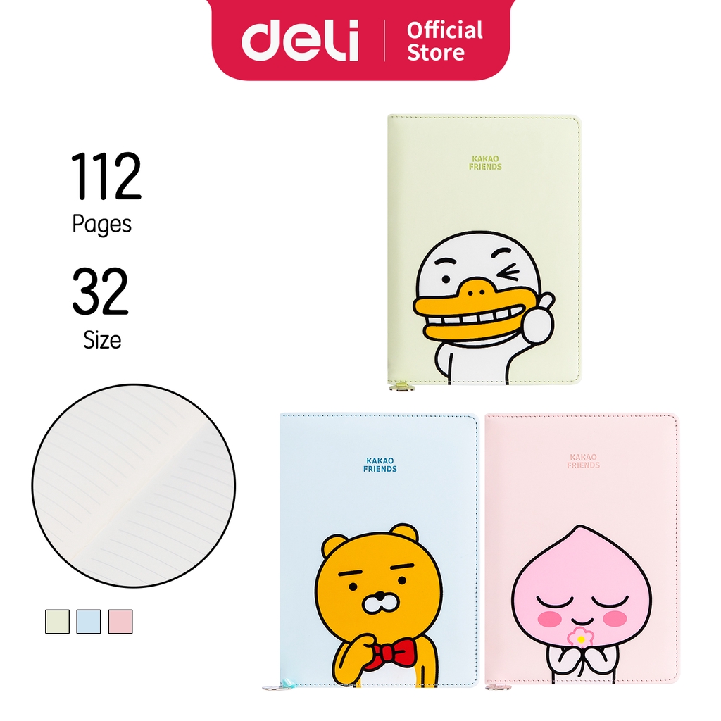 

Deli Buku Tulis Seri KAKAO Friends 32K 112 Sheets 3 Warna, Tahan air, Ada Penanda Buku 22252