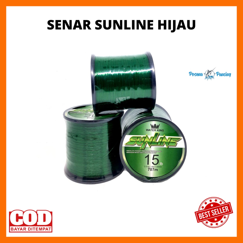 Senar Pancing WATER KING SUNLINE WARNA HIJAU Cepat Tenggelam SPOOL 1/8 Ukuran 0.18MM - 0.65MM