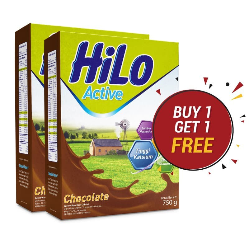 

PROMO BUY 1 GET 1 FREE HILO ACTIVE CHOCOLATE 750GR TERMURAH