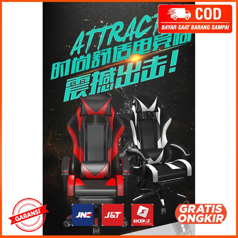 Kursi Gaming Ergonomic Chair Lumbar Support with Footrest CH808