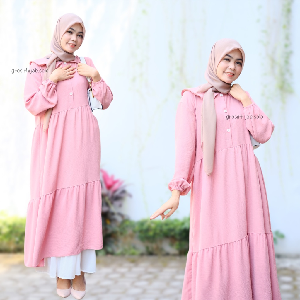 (MGA) GAMIS DILLAH RUFFLE DAILY BUSUI WANITA DRESS CRINCLE AIRFLOW