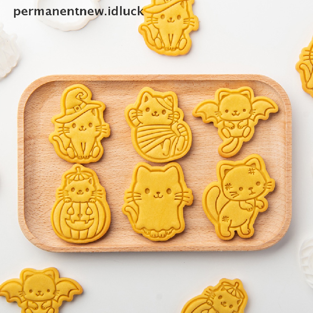 Cetakan Kue Kering Bentuk Kartun Kucing Hantu Halloween