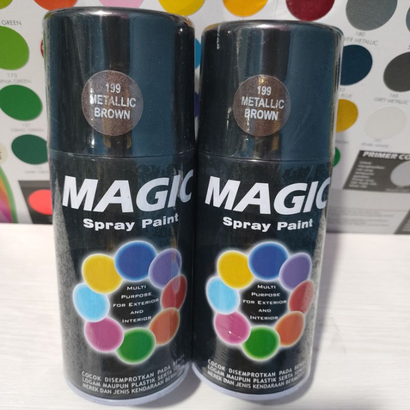 Magic Spray Paint Pilox Pilok Magic Metalic Brown Coklat Metalik Metalic 199 300cc Cat Semprot Serbaguna Magic Ukuran Besar 300 cc