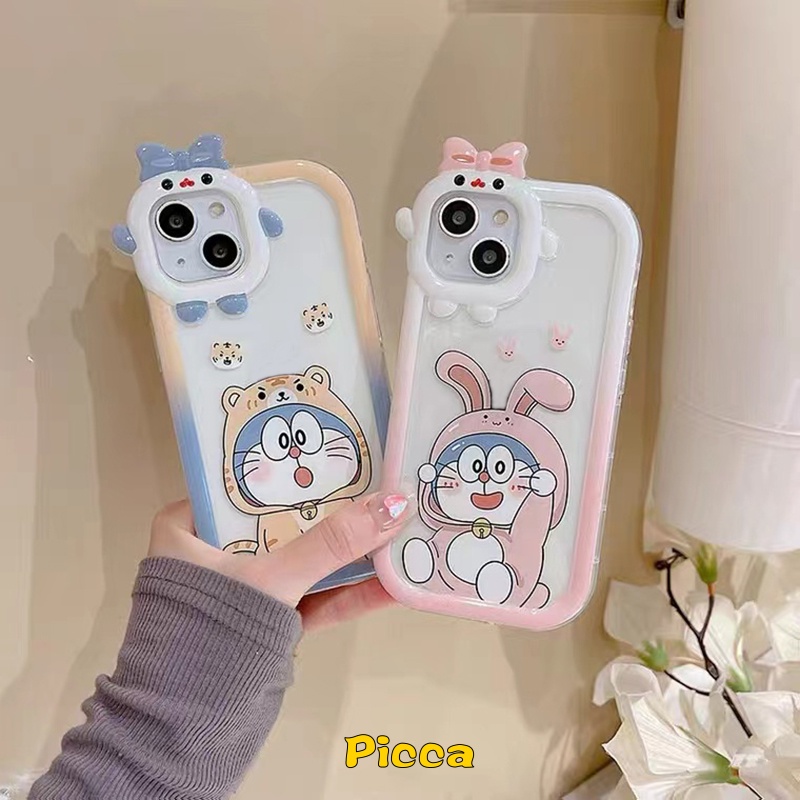 Case TPU Motif Kartun Doraemon 3D Untuk IPhone 7 8 14 Plus 13 11 12 14 Pro MAX XR X 6 6S Plus XS MAX SE