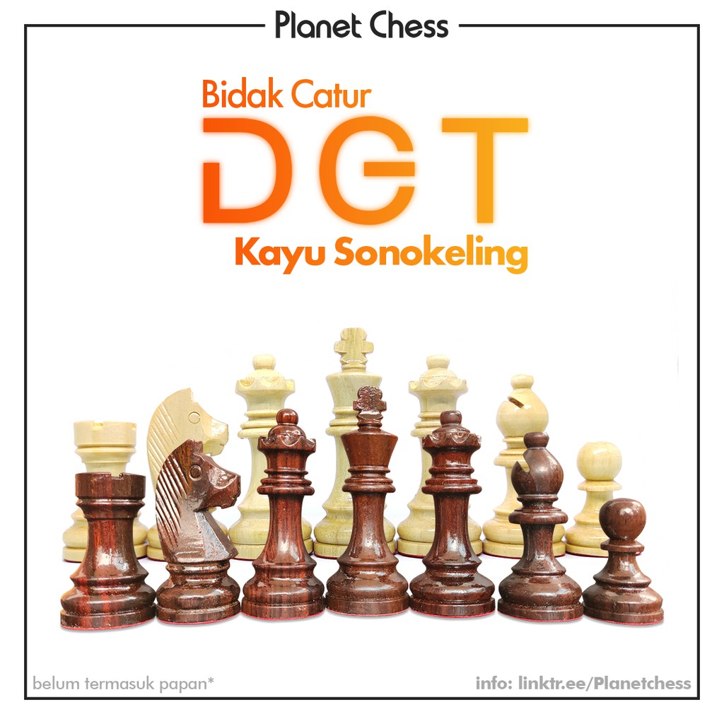 Bidak Catur Kayu Sonokeling Model DGT Bonus Menteri Premium Quality