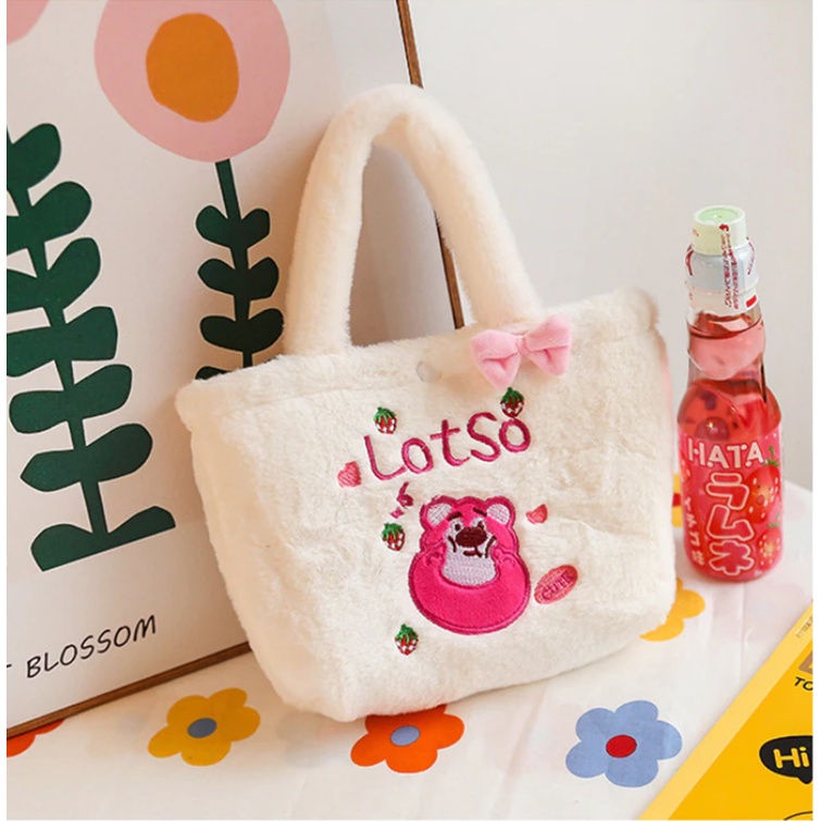 Kawaii Sanrio Tas Mewah Kitty Melody Cinnamoroll tote Boneka mini Anime Tas Tangan Kartun Lotso Beruang Ransel Mewah untuk Hadiah Anak Perempuan