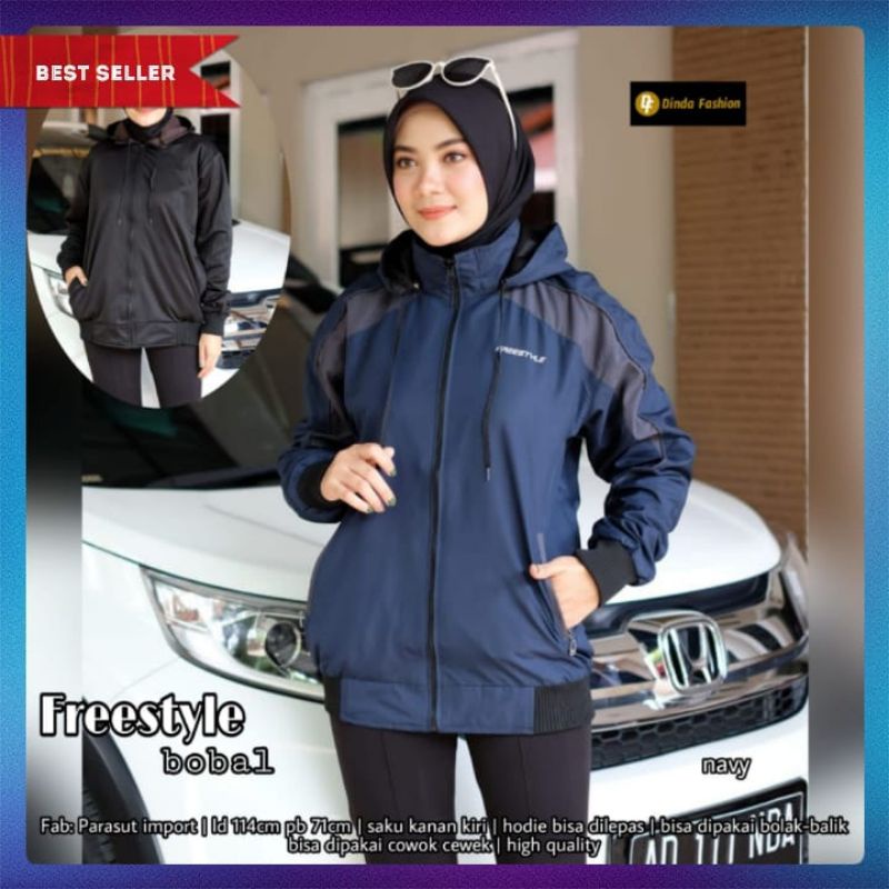 Jaket Wanita Terbaru Freestyle Bobal Jaket Wanita Kekinian Bahan Taslan Parasut JAKET BOLAK BALIK - 