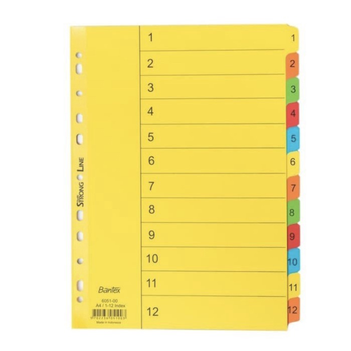 

Bagus Divider Bantex 6051 (1-12) A4 Cardboard Murah