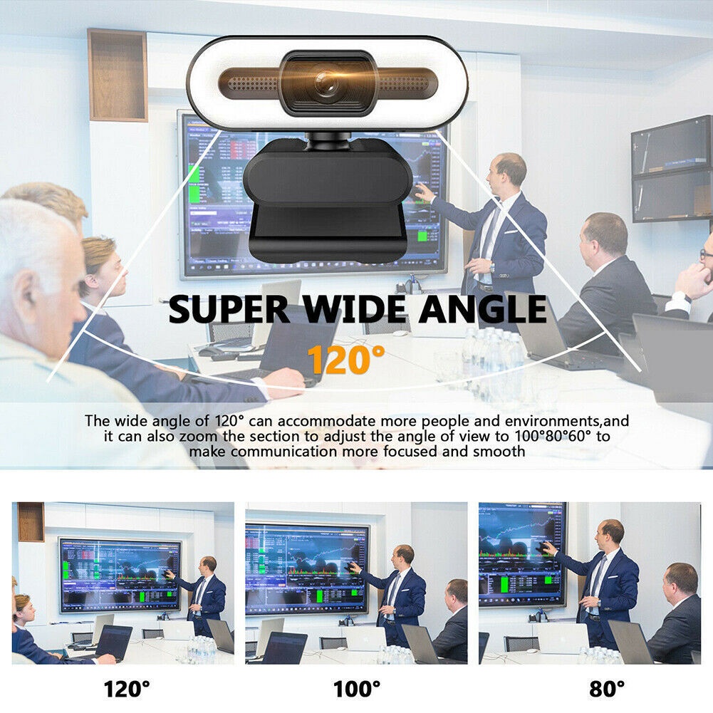 XIHANCAM 3Led Ring Light Webcam Laptop 1080P USB Kamera Webcam PC Live Streaming With Mic Untuk Zoom