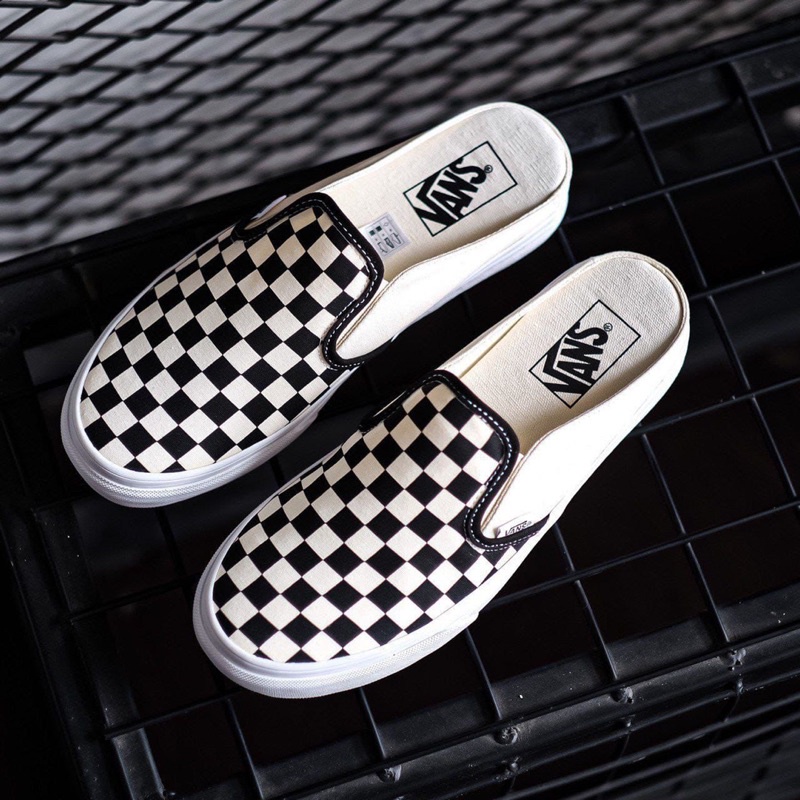 Vans Slip On Checkerboard Mule Black White