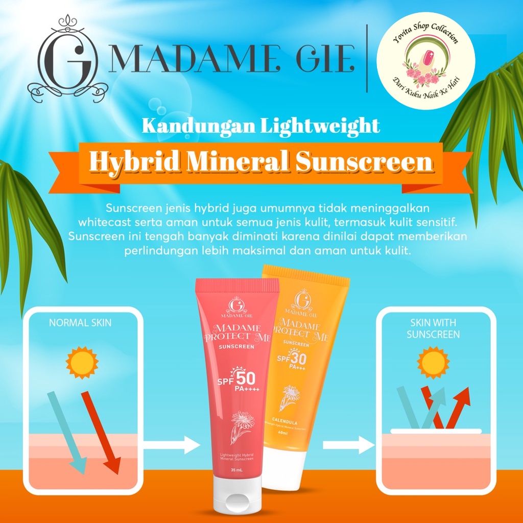 Sunscreen Madame Gie Madame Protect Me SPF 30 PA +++ &amp; SPF 50 PA ++++ With Calendula | Skincare sunblock