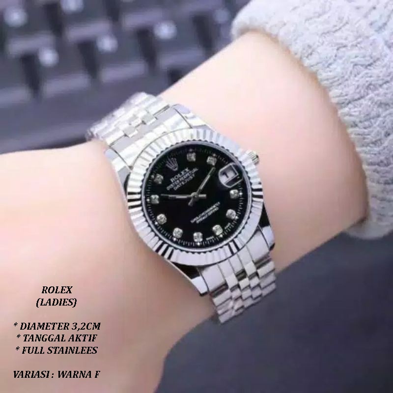 (BISA COD) JAM TANGAN WANITA FASHION RANTAI BODY BULAT DIAMOND TANGGAL AKTIF