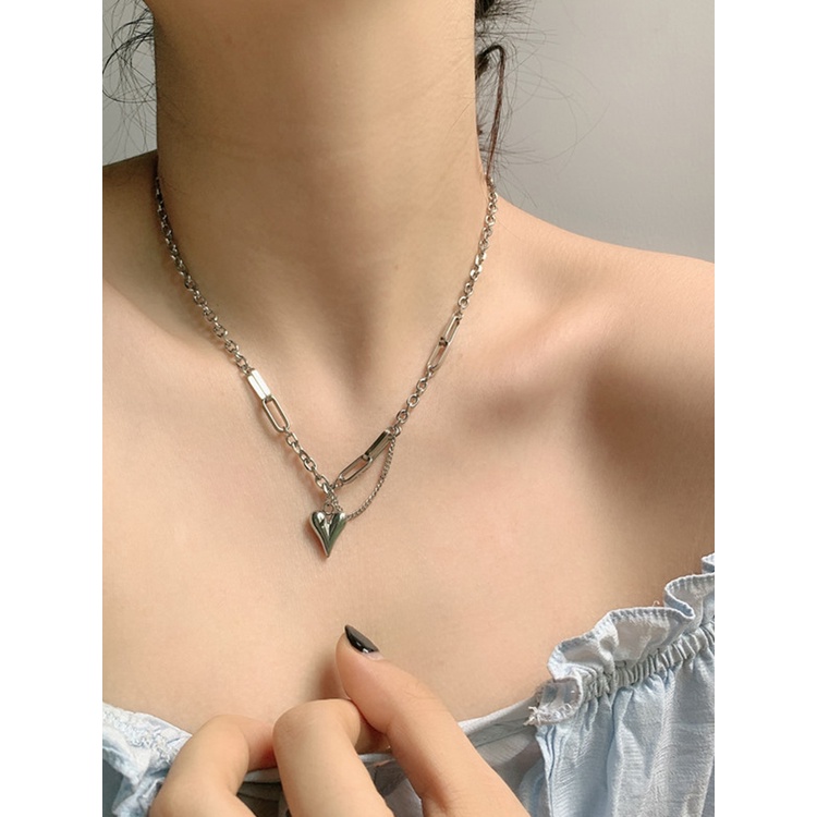 Kalung Rantai Klavikula Bahan Stainless Steel Warna Emas Untuk Wanita