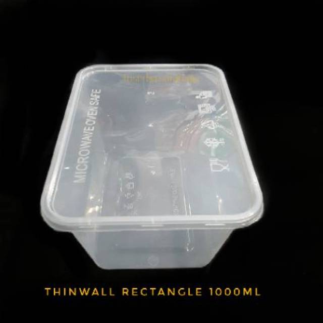 Thinwall Rect 1000ml / Mika Thinwall Kotak / Cup Rectangle FOODGRADE (Per Slop)