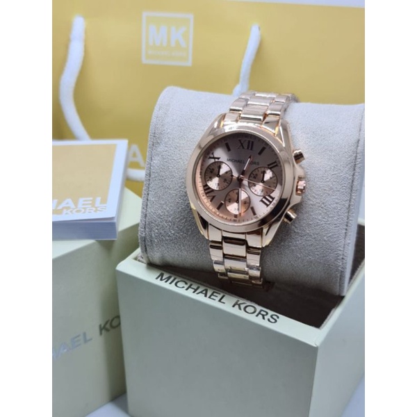 JAM TANGAN WANITA MK MICHAEL KORS RANTAI CHRONO OFF  || DIAMETER 3.8CM || +BOX +BUKU +PAPER BAG