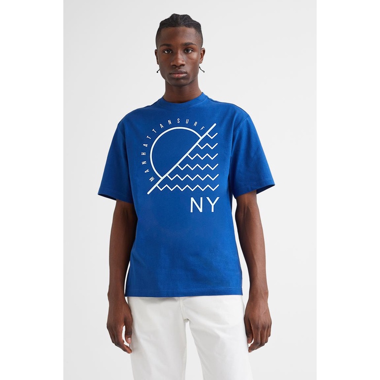 HnM Printed Tee Manhattan Surf | Kaos Hnm Motif