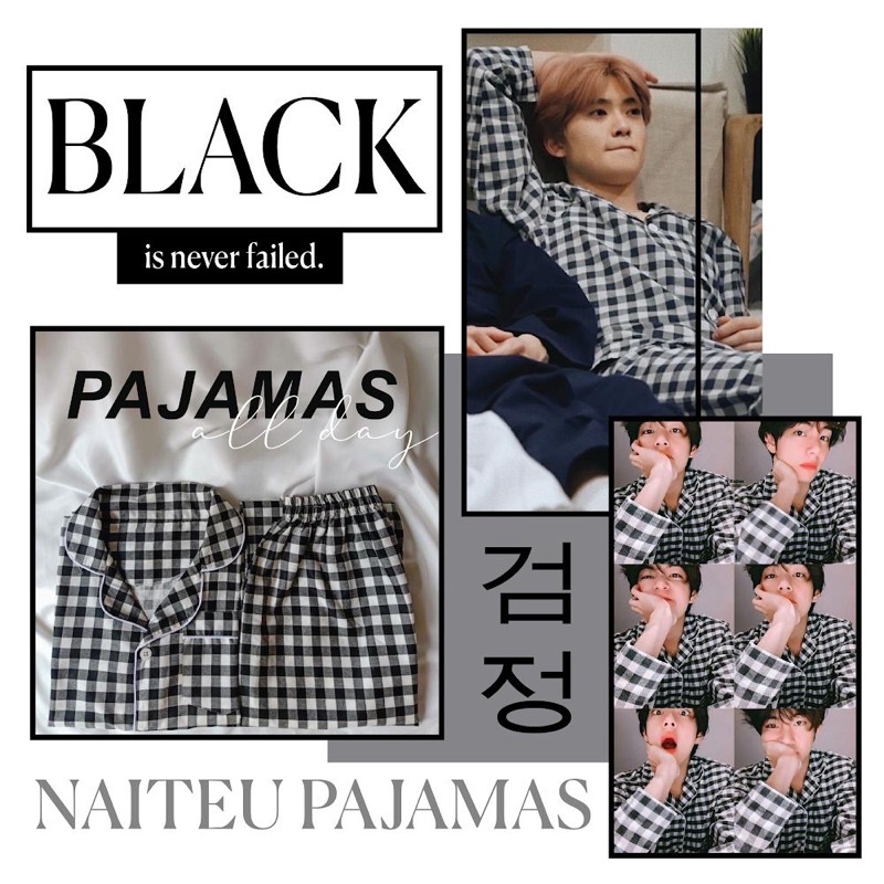 Naiteu Pajamas Piyama Idol KPOP Jaehyun,Kai,V BTS Lengan Pangang Celana Panjang