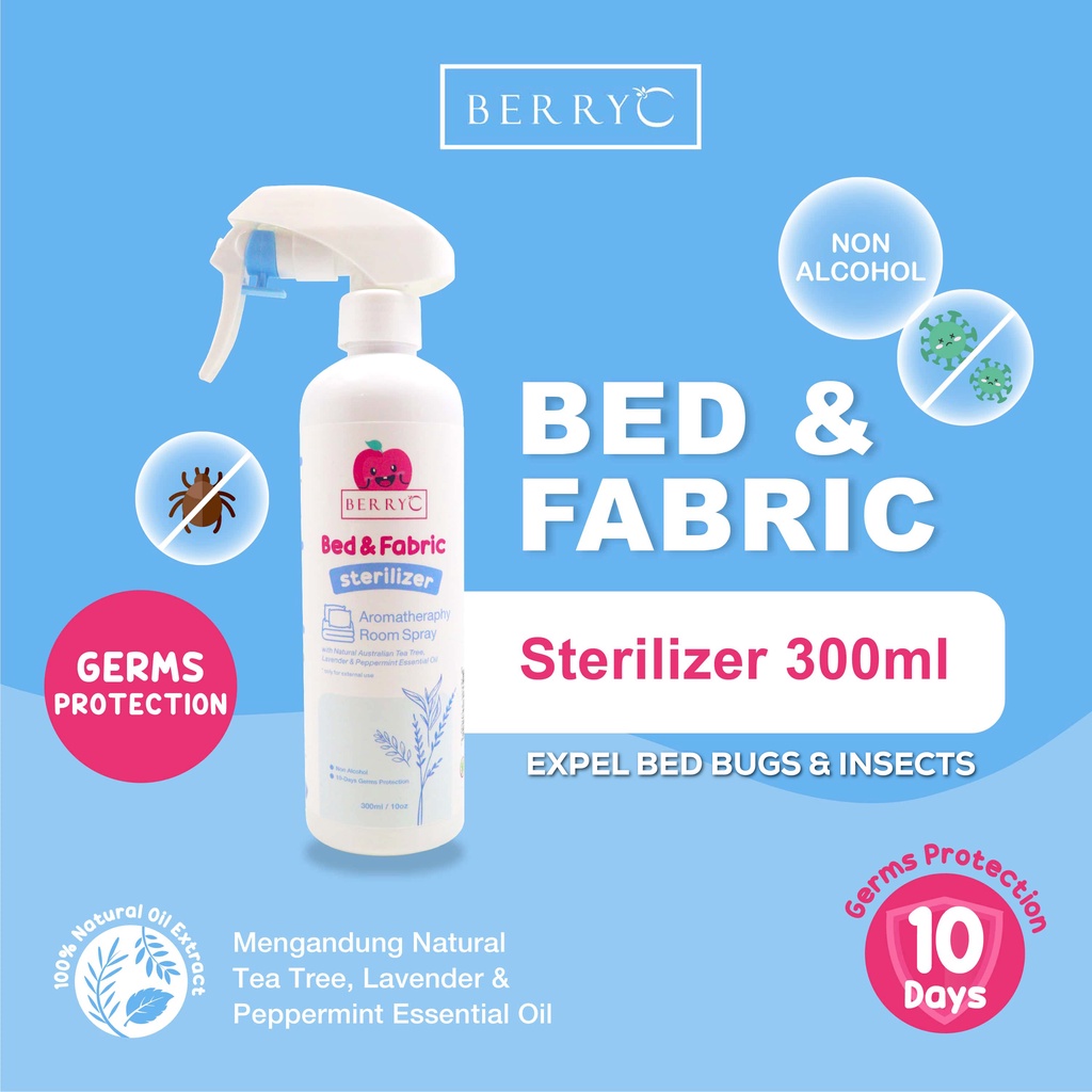 BerryC Bed &amp; Fabric Sterilizer Spray 300ML dengan Perlindungan 10 hari - Berry C Bed Spray Anti Tungau Serangga 300 ml