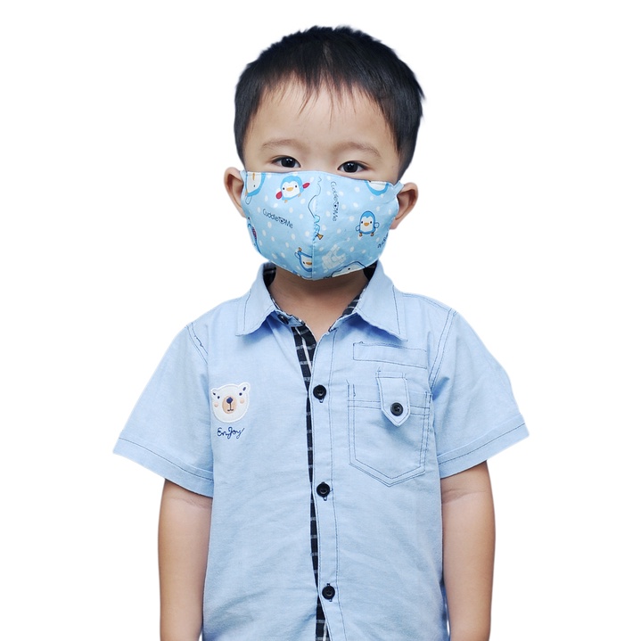 Masker Kain Anak 3 ply Non Medis Satuan Motif CuddleMe - CuddleMe Masker Anak-anak Tali Karet Belaka