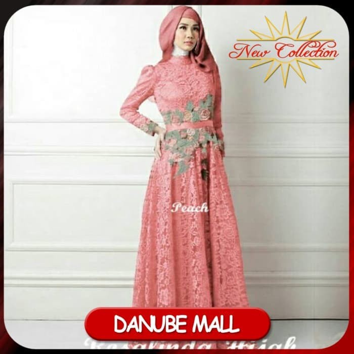 Gamis Syari Rosalinda Maxi Dress Gaun Pesta Muslimah Brokat Bagus