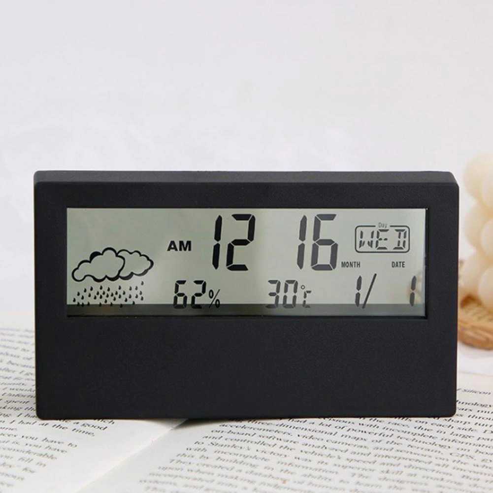 (BISA COD) RVOSTR  Jam Alarm Meja Digital Thermometer Hygrometer Station YQ329