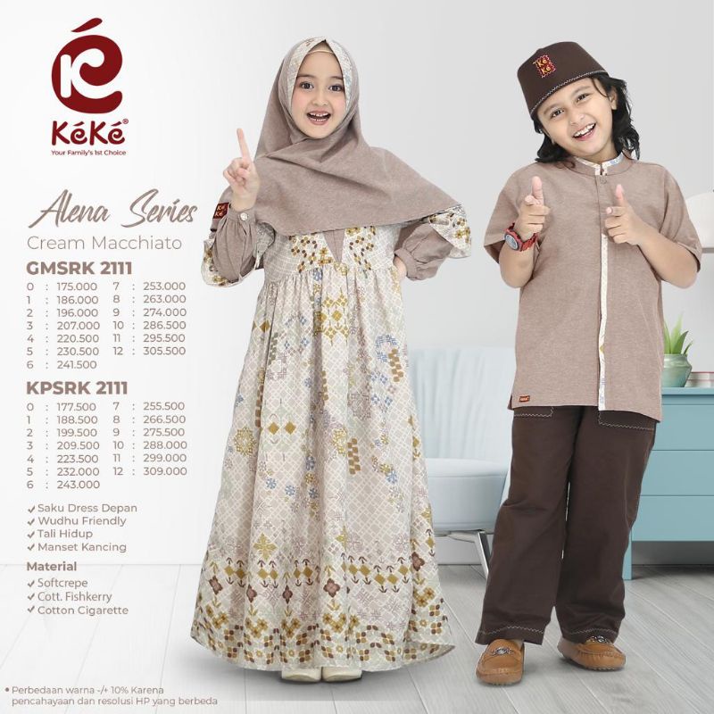 Koko dan Gamis Anak-anak Keke Alena Series - Cream Macchiato