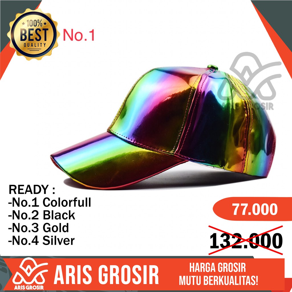 Topi Kulit Pria Premium Topi Baseball Cowok Original Metallic Import Asli Murah X496